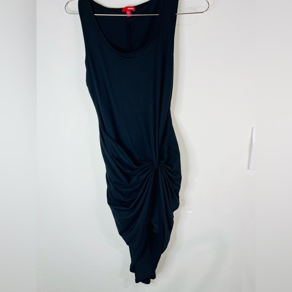 Bongo Black Bodycon Mini Dress Sz Small Ruched Stretch Sleeveless Party Dress